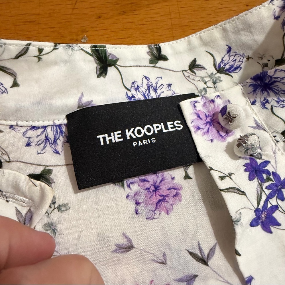 The Kooples Floral Print Cotton Silk Shirt Dress - Picture 5 of 7